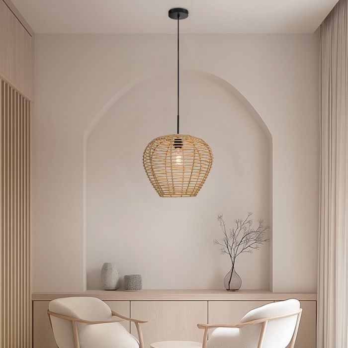 Rotan hanglamp bruin, Irene