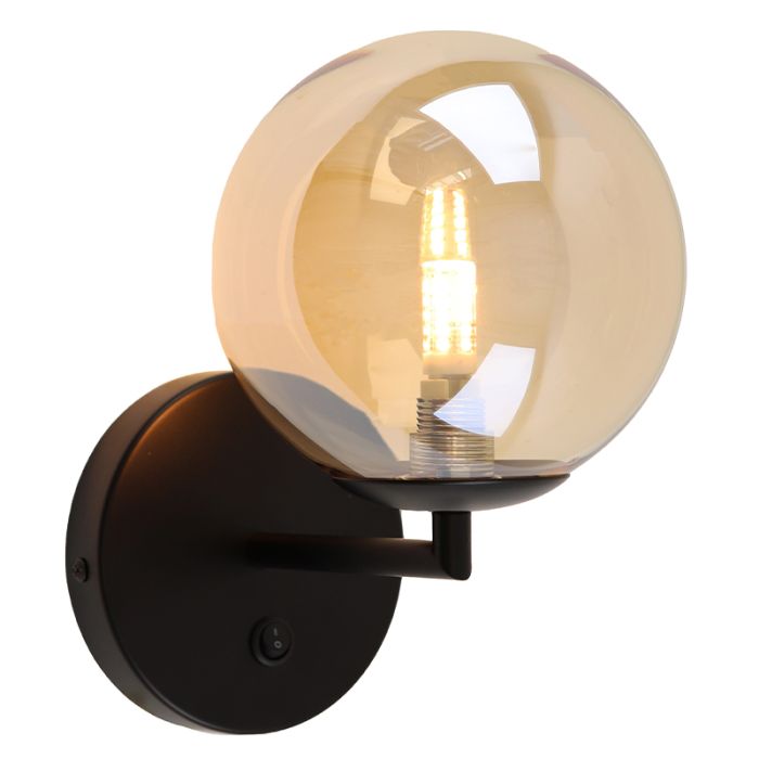 Design wandlamp amber, Remo, met schakelaar