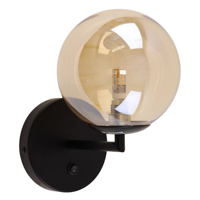 Design wandlamp amber, Remo, met schakelaar