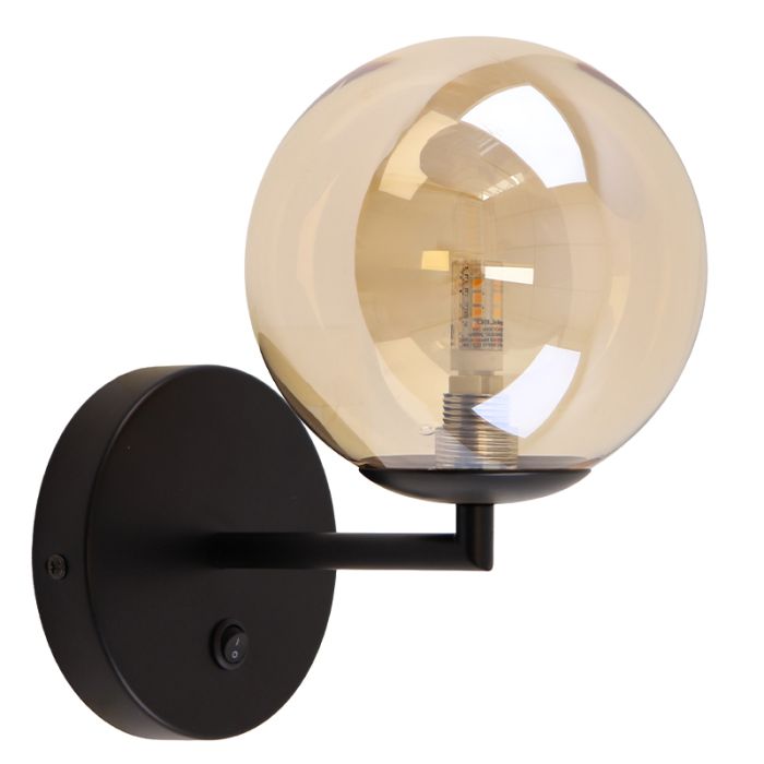 Design wandlamp amber, Remo, met schakelaar