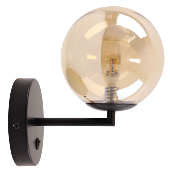 Design wandlamp amber, Remo, met schakelaar