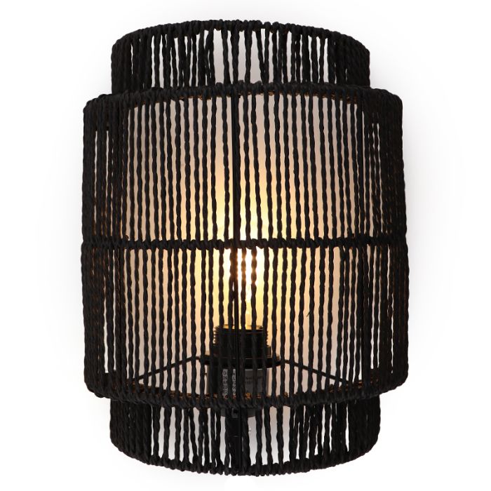 Landelijke wandlamp zwart, Selena, met schakelaar