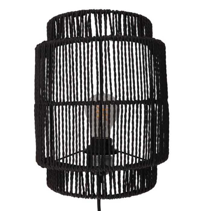 Landelijke wandlamp zwart, Selena, met schakelaar