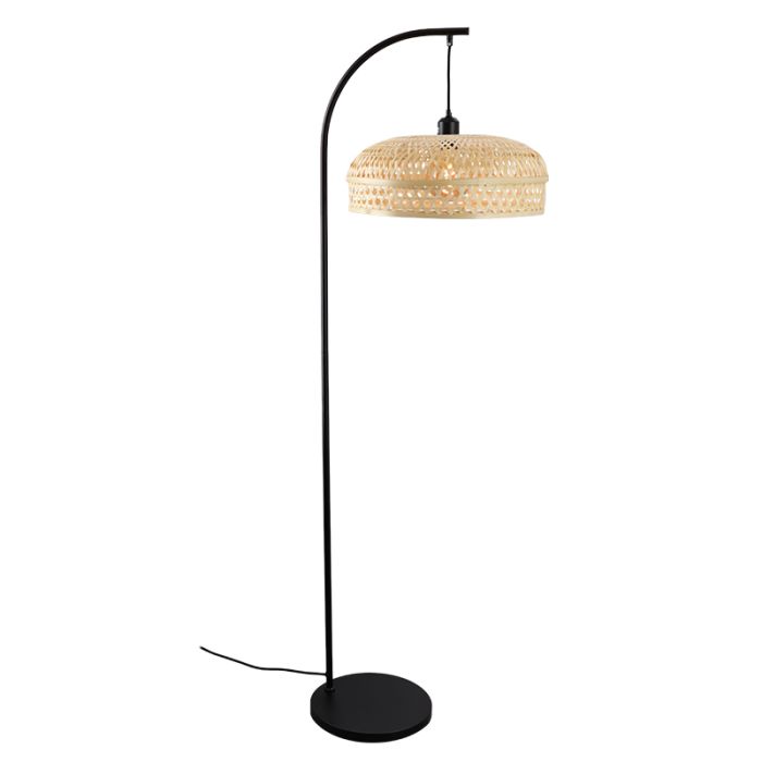 Bamboe vloerlamp bruin, Jennifer, met schakelaar