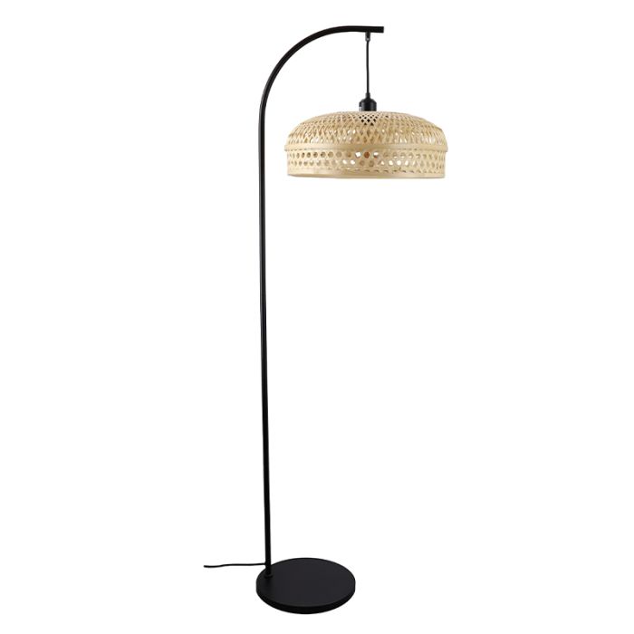 Bamboe vloerlamp bruin, Jennifer, met schakelaar