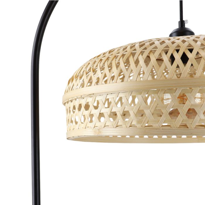 Bamboe vloerlamp bruin, Jennifer, met schakelaar