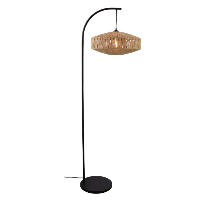 Landelijke vloerlamp bruin, Selena, met schakelaar