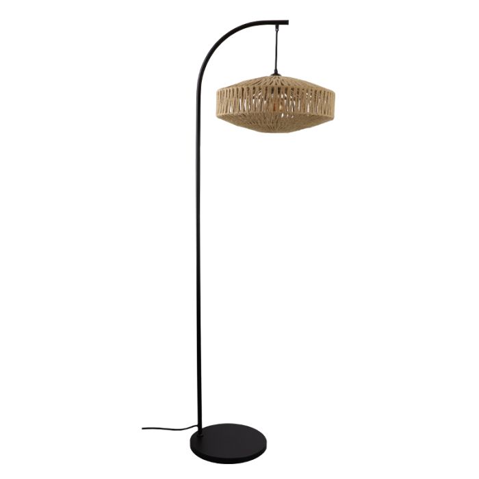 Landelijke vloerlamp bruin, Selena, met schakelaar