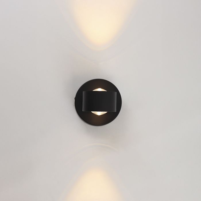 Moderne up down wandlamp zwart, Izzet, 6W, 3000K LED