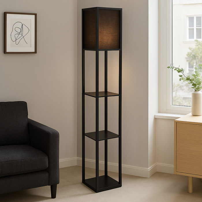 Moderne vloerlamp zwart, Izabel, met schakelaar