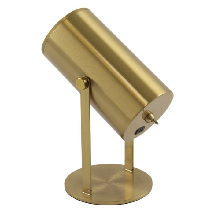 Moderne oplaadbare tafellamp messing, Elko, 2W, 3000K LED, met schakelaar