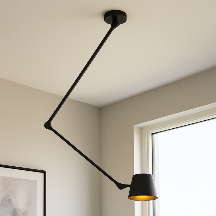 Moderne plafondlamp zwart, Rinke