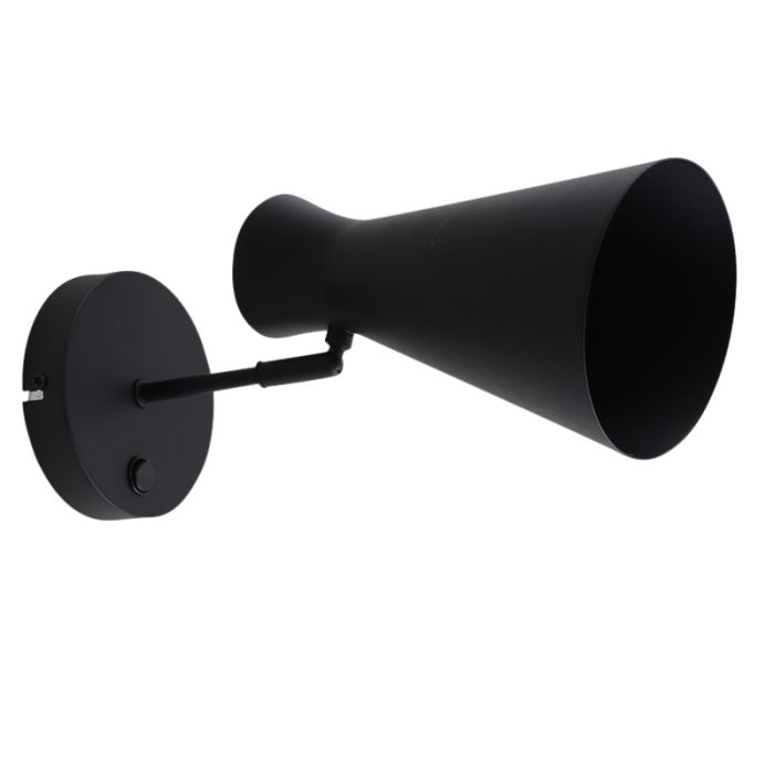 Moderne wandlamp zwart, Steve, met schakelaar