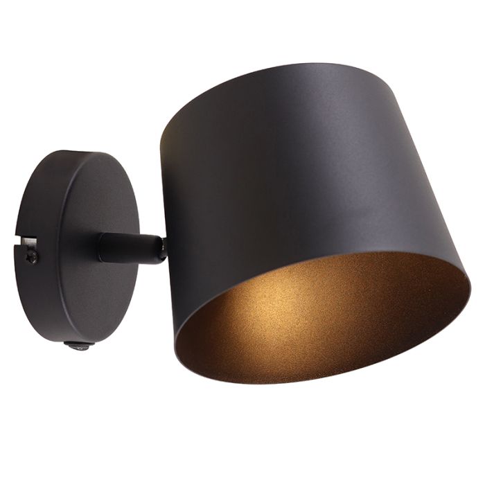 Moderne wandspot zwart, Rinke, met schakelaar