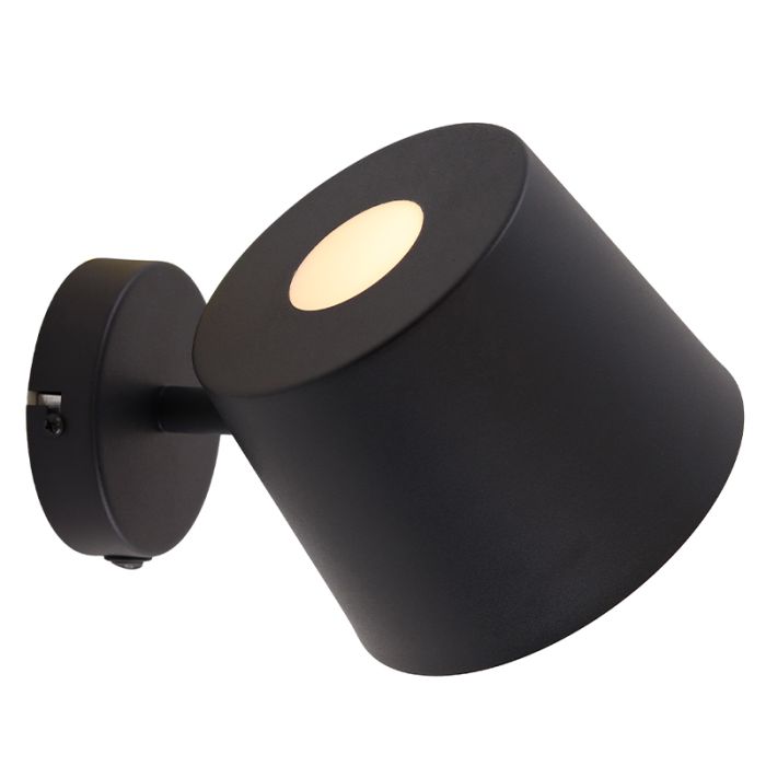 Moderne wandspot zwart, Rinke, met schakelaar