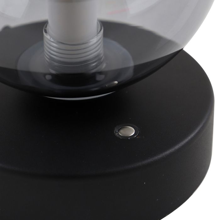 Moderne oplaadbare tafellamp zwart, Theo, 2W, 3000K LED, IP44, 3-staps dimbaar