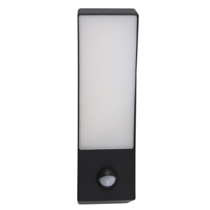 Moderne buiten wandlamp met bewegingssensor zwart, Manel, 12W, 3000K LED, IP44