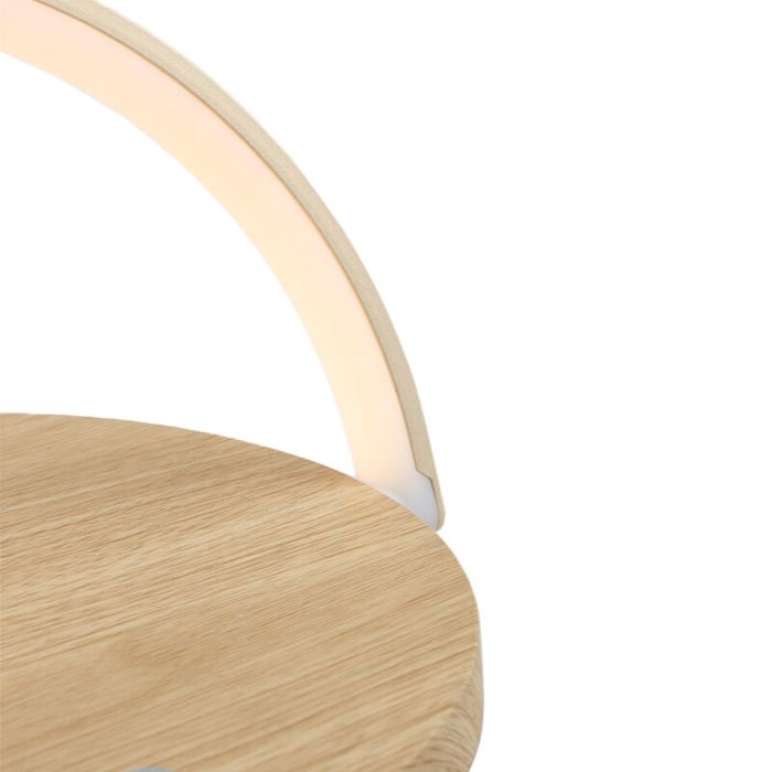 Houten tafellamp Erhan, kunststof, 2w, 3000K LED, met oplaadfunctie voor telefoon
