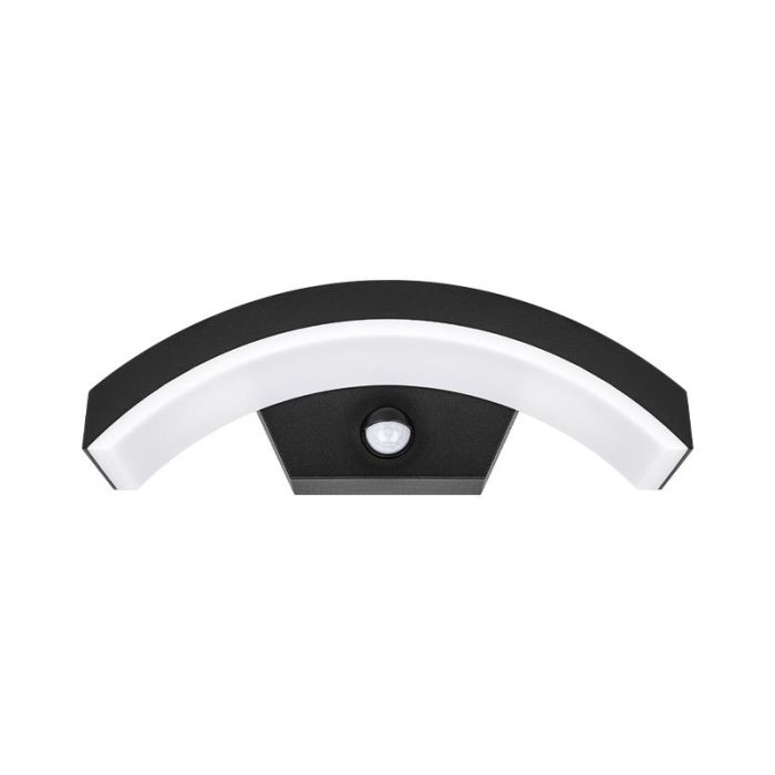 Moderne buiten wandlamp met bewegingssensor zwart, Sadik, 9W, 4000K LED, IP54