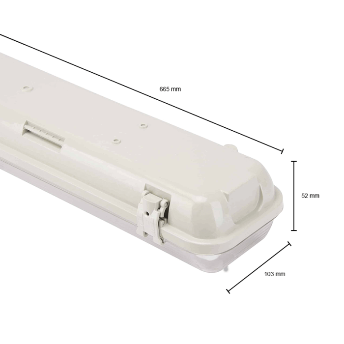 60 cm waterdicht LED TL armatuur - Dura - voor 2 TL's - IP65