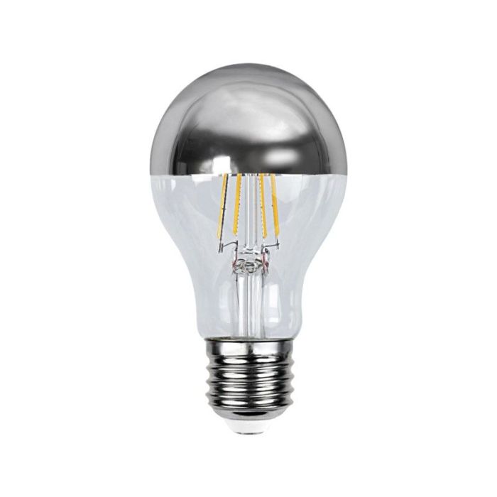 Dimbare E27 kopspiegel LED lamp Malik, zilver, A60, 4,8W, 2700K, IP44