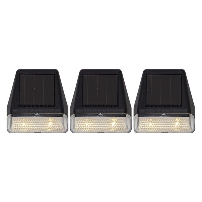 3-pak solar wandlampen Ammar, zwart, met schemersensor