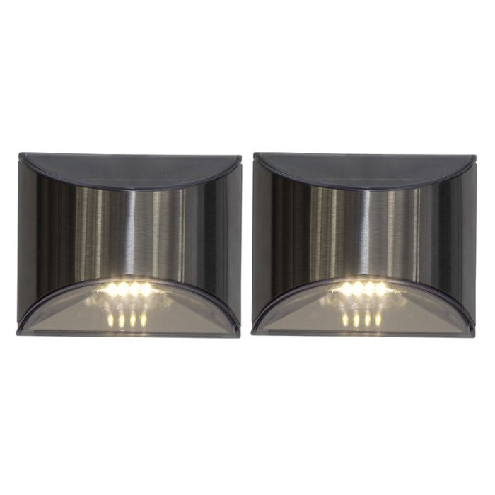 2-pak solar wandlampen Amier, Zilver, met schemersensor