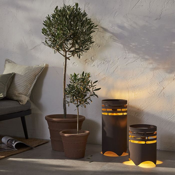 Ronde solar lantaarn Aidan, zwart, 25 cm breed