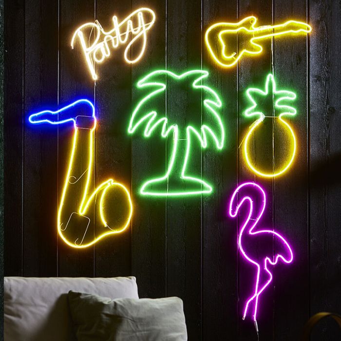 Neon silhouette Palmboom groen, voor binnen en buiten