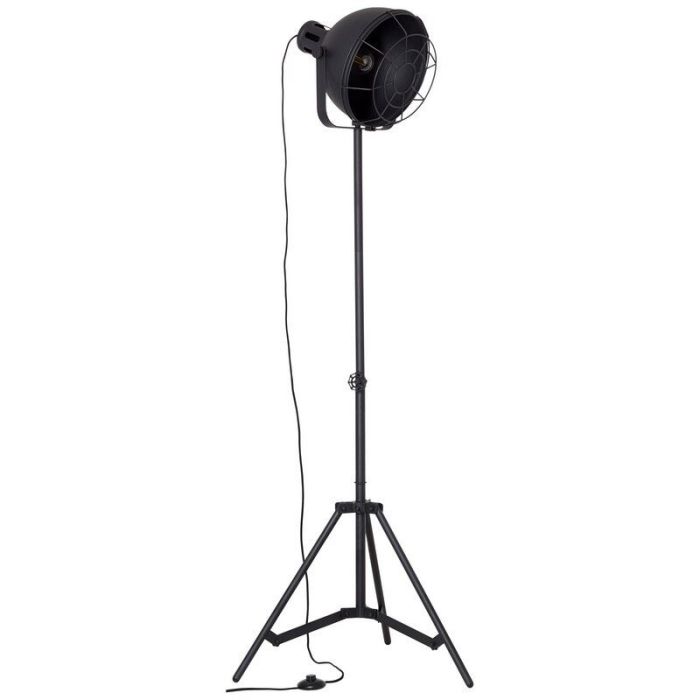 Industriële driepoot vloerlamp zwart, Alexi, met schakelaar