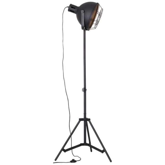 Industriële driepoot vloerlamp zwart, Alexi, met schakelaar