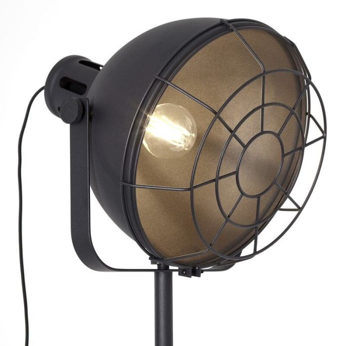 Industriële driepoot vloerlamp zwart, Alexi, met schakelaar