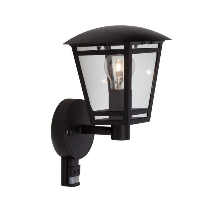 Moderne buiten wandlamp met bewegingssensor zwart, Jedidjah, IP44