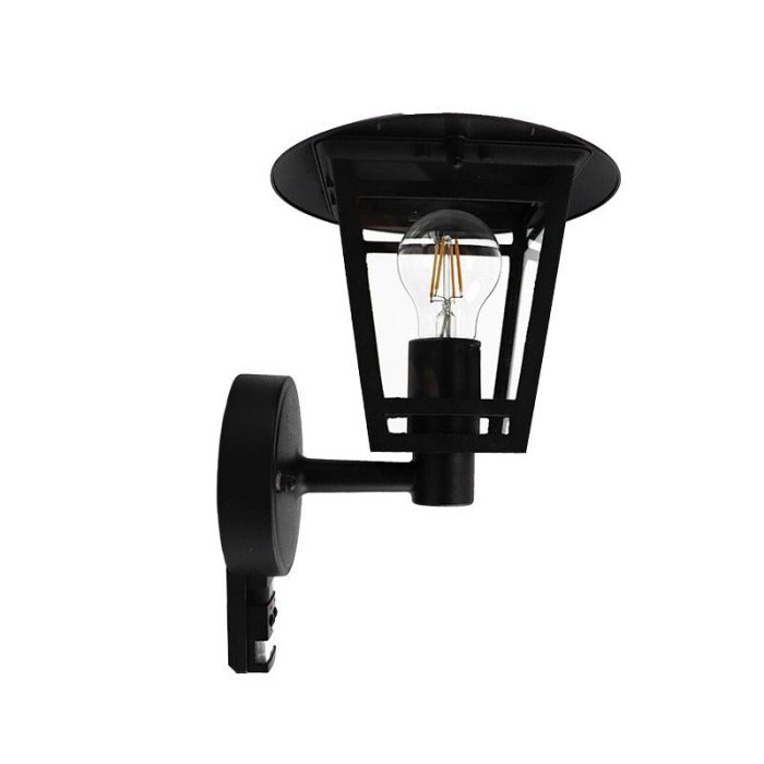 Moderne buiten wandlamp met bewegingssensor zwart, Jedidjah, IP44