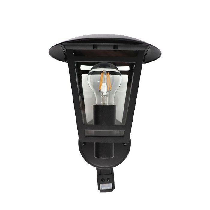 Moderne buiten wandlamp met bewegingssensor zwart, Jedidjah, IP44