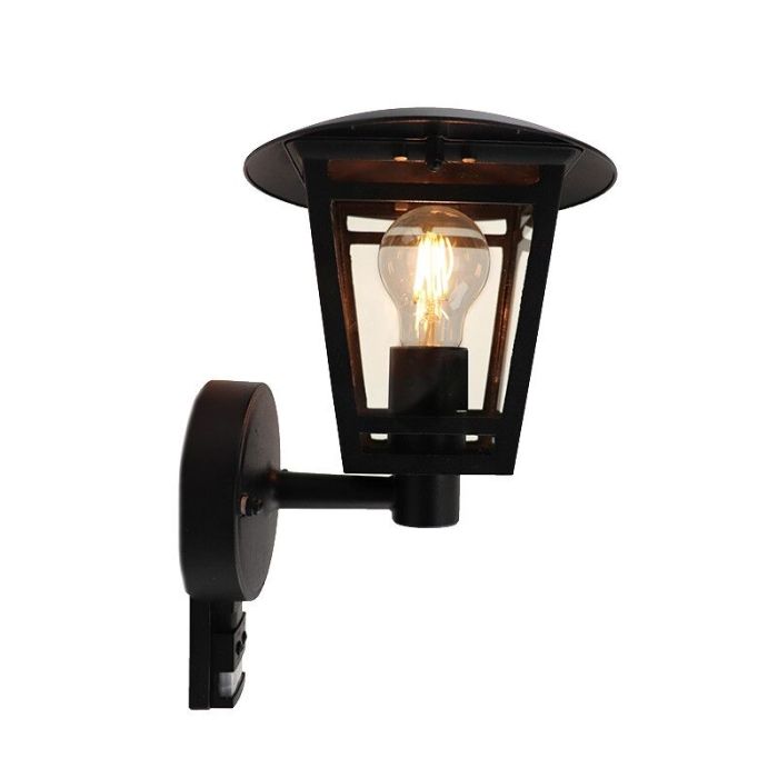 Moderne buiten wandlamp met bewegingssensor zwart, Jedidjah, IP44