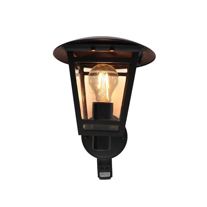 Moderne buiten wandlamp met bewegingssensor zwart, Jedidjah, IP44