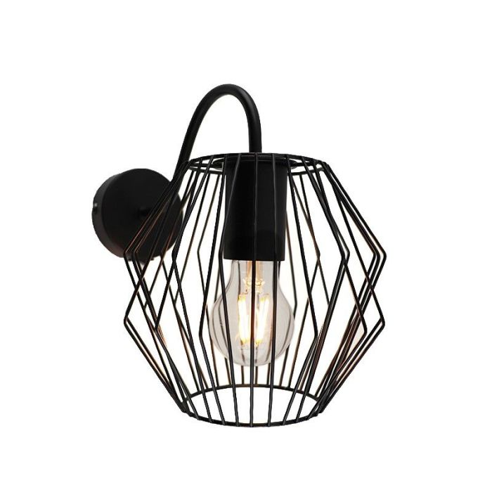 Industriële wandlamp Alvina, Zwart