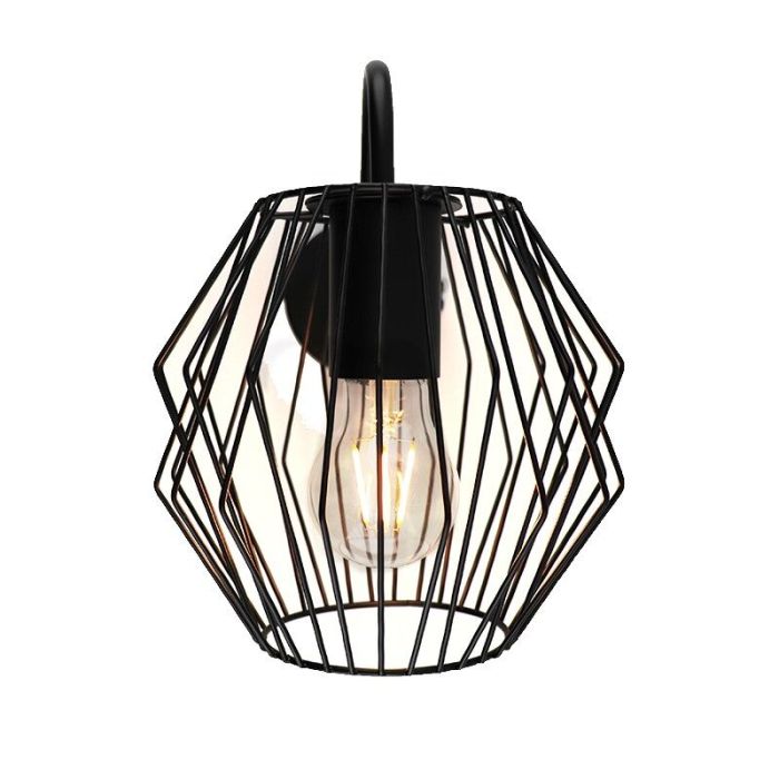Industriële wandlamp Alvina, Zwart