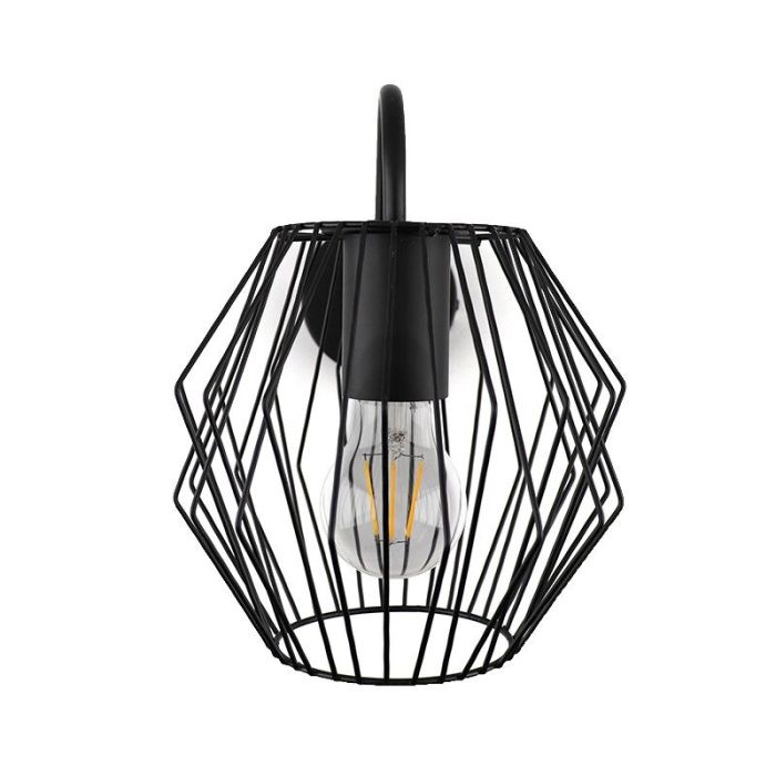 Industriële wandlamp Alvina, Zwart
