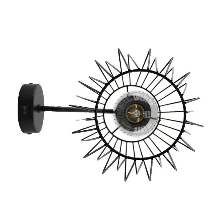 Industriële wandlamp Alvina, Zwart