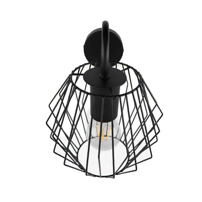 Industriële wandlamp Alvina, Zwart