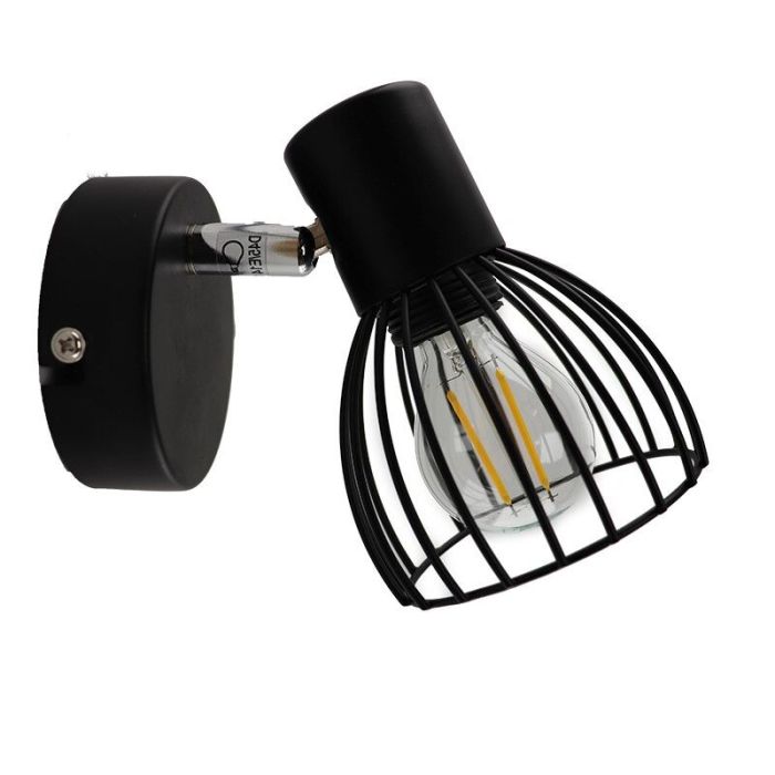 Industriële wandlamp Adama, Zwart