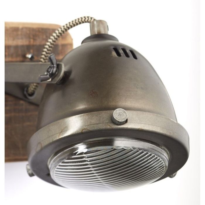 Moderne wandlamp Elena, Burned Steel, Hout