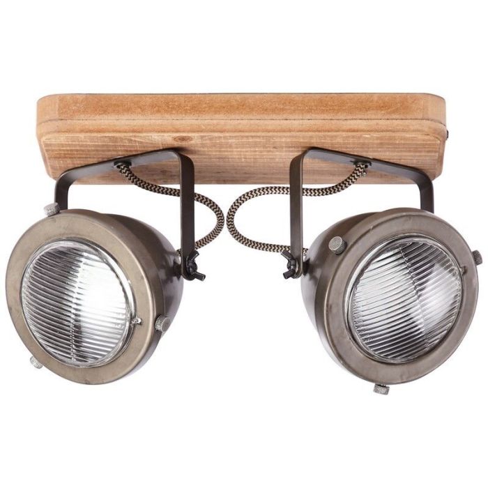 Moderne plafondlamp Elena, Burned Steel, Hout