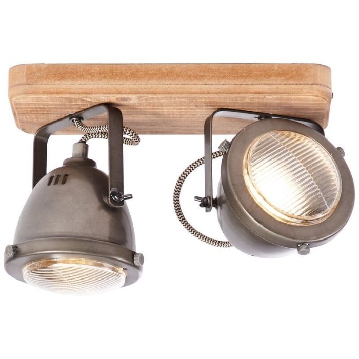 Moderne plafondlamp Elena, Burned Steel, Hout