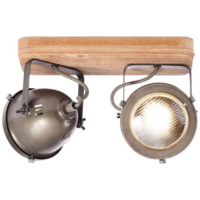 Moderne plafondlamp Elena, Burned Steel, Hout