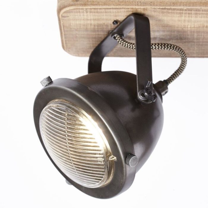 Moderne plafondlamp Elena, Burned Steel, Hout