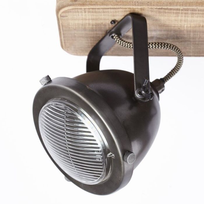 Moderne plafondlamp Elena, Burned Steel, Hout