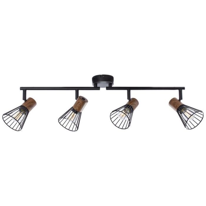 Moderne plafondlamp Floor, Donkerkleurig Hout, Mat Zwart